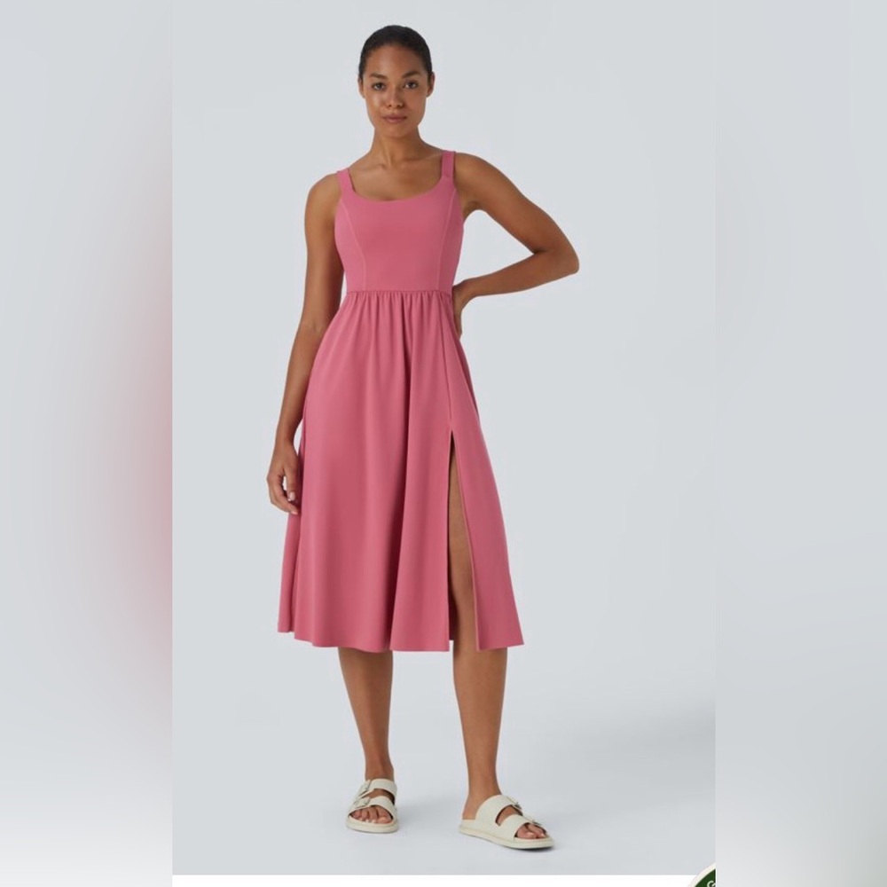 HALARA Pink Midi Dress with Slit